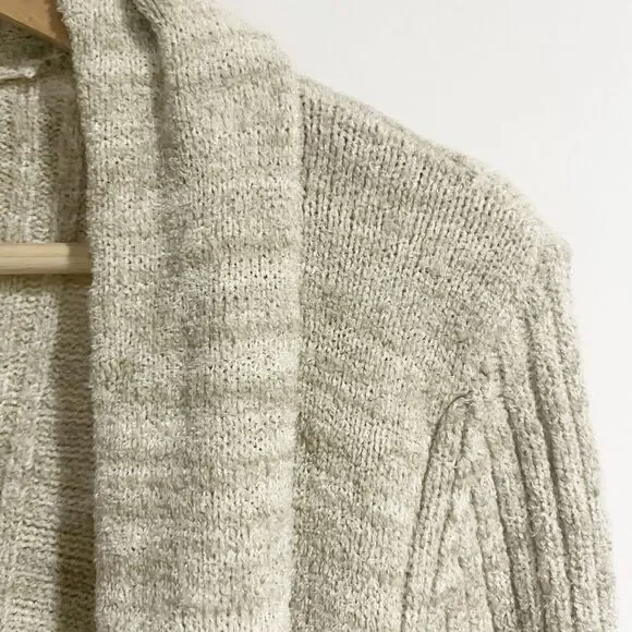 Anthropologie Women Medium Long Line Cream Beige Knit Cardigan Pockets Cozy - Picture 5 of 7